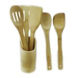 Jogo de Utensílios de Cozinha em Bambu 5 Peças e Suporte - Dolce home