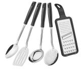Jogo de Utensílios em Aço Inox com 5 Peças Easy Tramontina - Preto
