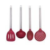 Jogo de Utensílios em Silicone e Inox Premium 4 Peças Yazi