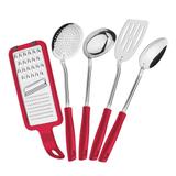 Jogo De Utensílios Tramontina Easy 25299704 Inox 5 Peças Vermelho
