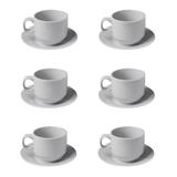 Jogo de Xícara Café Lisa com Pires 12 Peças Porcelana 100ML - Cmz