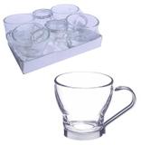 Jogo De Xicara Para Cafe De Vidro Com Alca De Metal Com 6 Pecas 100Ml - Fu xing