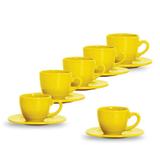 Jogo De Xícaras Amarela Café Cerâmica Pequena 6 Peças - Scalla
