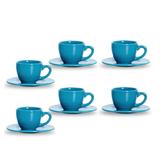 Jogo De Xícaras Azul Café Cerâmica 6 peças - Scalla