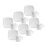 Jogo de Xícaras de Café 86 ml Com Pires 6 Peças Porto Brasil Square 61210
