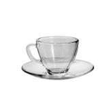 Jogo de Xícaras de Café com Pires de Vidro 90ml 12 Peças Rojemac Transparente