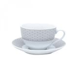 Jogo de Xícaras de Café com Pires Porcelana 12 Peças 90ml Rojemac Branco/Cinza