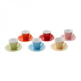 Jogo de Xícaras de Café com Pires Porcelana 12 Peças 90ml Rojemac Colorido