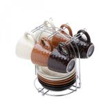 Jogo de Xícaras de Café Porcelana com Pires e Suporte 13 Peças 90ml Alpha Rojemac Marrom/Branco