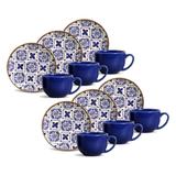 Jogo de Xícaras de Chá 198 ml Porto Brasil Asteca 6 Peças 521096
