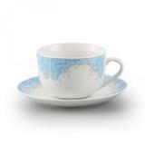 Jogo de Xícaras de Chá com Pires Porcelana 12 Peças 220ml Benidorm Rojemac Branco/Azul