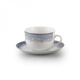 Jogo de Xícaras de Chá com Pires Porcelana 12 Peças 220ml Cedro Rojemac Branco/Azul