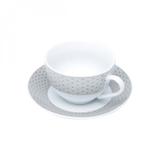 Jogo de Xícaras de Chá com Pires Porcelana 12 Peças 220ml Rojemac Branco/Cinza