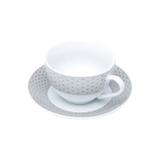 Jogo de Xícaras de Chá com Pires Porcelana 12 Peças 220ml Rojemac Branco/Cinza
