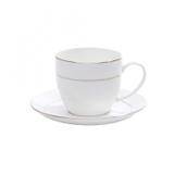 Jogo de Xícaras de Chá com Pires Porcelana 12 Peças 220ml Rojemac Branco/Dourado