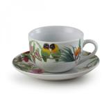 Jogo de Xícaras de Chá com Pires Porcelana 12 Peças 220ml Vigo Rojemac Branco/Verde