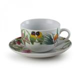 Jogo de Xícaras de Chá com Pires Porcelana 12 Peças 220ml Vigo Rojemac Branco/Verde