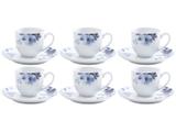 Jogo de Xícaras para Café Porcelana 6 Peças - Wolff Limoges Eden Bleu
