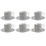 Jogo de xícaras para café porcelana Ricaelle Cinza 6 peças - Hauskraft