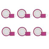 Jogo De Xícaras Para Chá Com Pires Branco E Pink Royal Ruby Germer