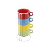 Jogo de xícaras para chá em porcelana com suporte Bon Gourmet 200ml 5 peças - Bongourmet