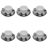 Jogo de xícaras para chá em porcelana Wolff Durable 6 peças 220ml cromada