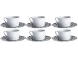 Jogo de Xícaras para Chá Porcelana 6 Peças Wolff - Limoges Zen Marbre Noir