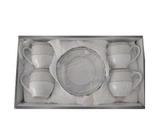 Jogo de Xícaras Porcelana Cinza Para Café Chá C/ 8 Peças - At