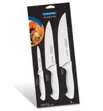Jogo Facas Churrasco 3 Pç Aço Inox Branco Tramontina Premium