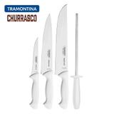 Jogo Facas Churrasco 4 Pç Aço Inox Branco Tramontina Premium