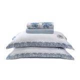 Jogo King 300 Fios Visione Estampado Milena 4 Peças Percal Floral Buettner Azul