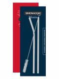 Jogo Misto de Canudos de Aço Inox Reutilizável + Escova - Simonaggio - 3 Pçs