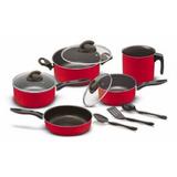 Jogo Panelas Elegan 05 Pçs Vermelho - Tp Vidro + Utensílios - Marpal