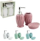 Jogo Para Banheiro De Porcelana Relevo Prisma Colors Com 3 Pecas Na Caixa - Wellmix