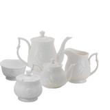 Jogo para Cha e Café 5 peças Porcelana Super White Queen Lyor