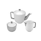 Jogo Para Chá Wolff Vera Silver Porcelana 3 Peças Branco E Prata