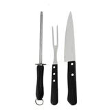 Jogo para churrasco em aço inox Original Line Wood 3 peças