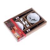 Jogo para comida Japonesa Haüskraft 6 peças para 2 pessoas - branco com verde - Hauskraft