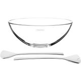 Jogo para Salada em Cristal com Talheres Inox 3 Peças Tramontina
