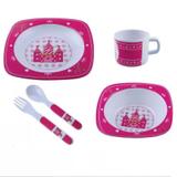 Jogo Prato Talher Infantil Menina Melamine Yangzi