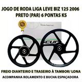 Jogo Roda Liga Leve Biz 125 Alumínio Preto 6 Pontas - Scud