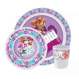 Jogo Soft Melamine Menina Patrulha Canina Lazi 3 Peças - Yangzi
