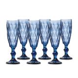 Jogo Taças Champagne Diamante Azul 140ml Class Home