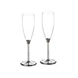 Jogo taças para Champagne Bodas de prata com strass 175 ml 02 peças - Goldenhome