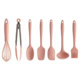 Jogo Talheres Rosa Silicone Utensílios Cozinha Colher Concha - Ou