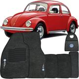 Jogo Tapete Automotivo Carpete + Lixeira Vw Fusca 1951 à 1996 Soft Logo Bordado Grafite 6 Peças - S/m