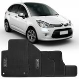 Jogo Tapete Borracha PVC Citroen C3 2013 a 2018 Preto com Grafia e Emblema Impermeável 5 Peças - Requinte tapetes
