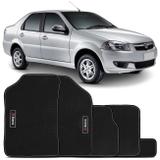 Jogo Tapete Borracha PVC Fiat Siena 2008 a 2012 Preto com Grafia e Emblema Impermeável 5 Peças - Requinte tapetes