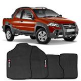 Jogo Tapete Borracha PVC Fiat Strada CD 2003 a 2013 Preto Bordado Carpete Impermeável 4 Peças - Flash