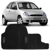 Jogo Tapete Borracha PVC Ford Ka 2002 a 2007 Preto com Grafia Emblema Impermeável 5 Peças - Requinte tapetes